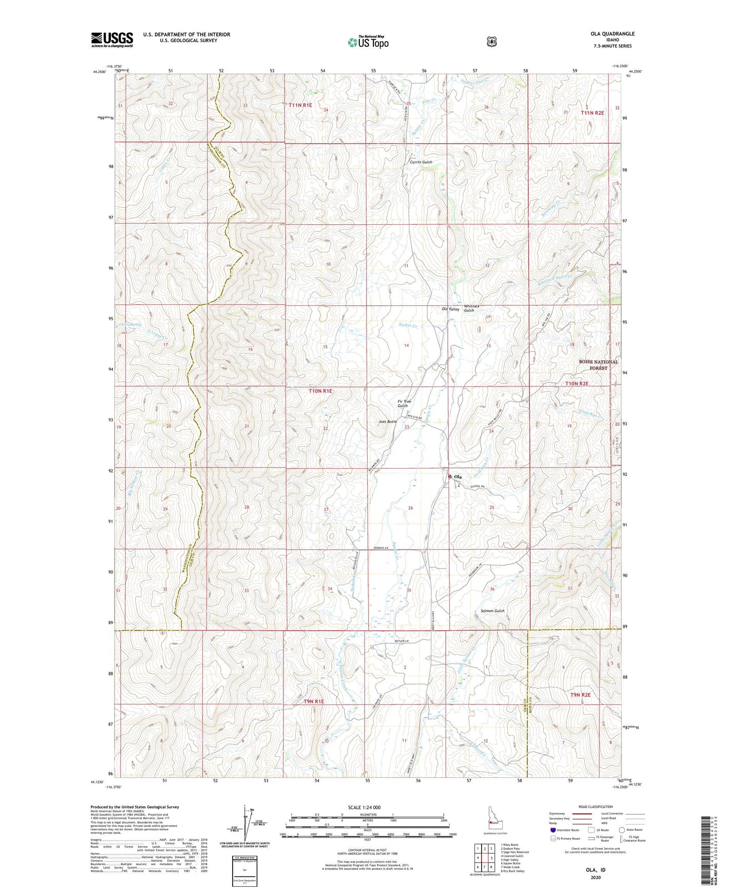 Ola Idaho US Topo Map Image