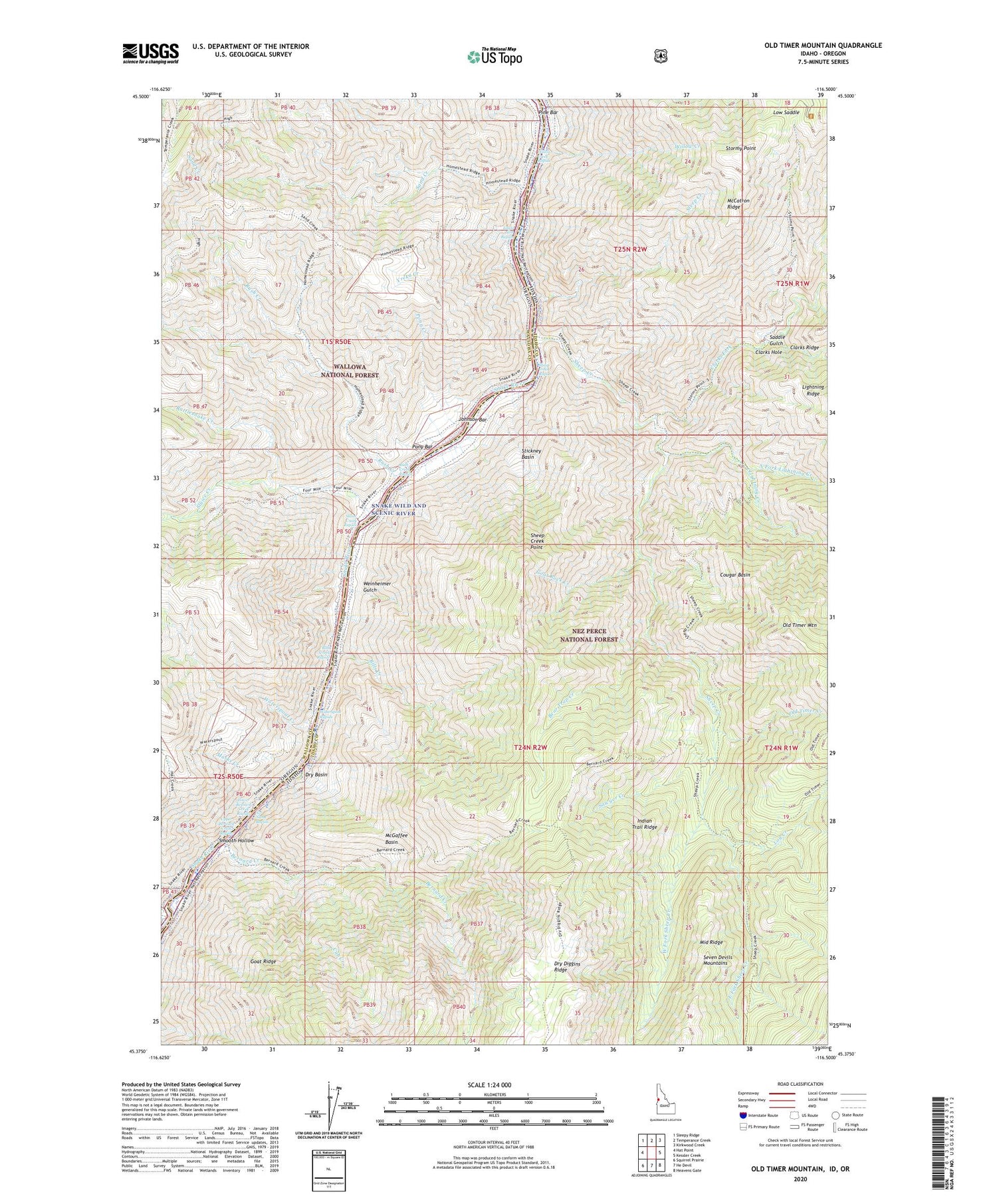 Old Timer Mountain Idaho US Topo Map Image
