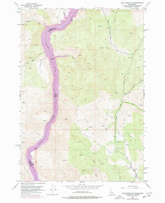 Classic USGS Henley Basin Idaho 7.5'x7.5' Topo Map Image