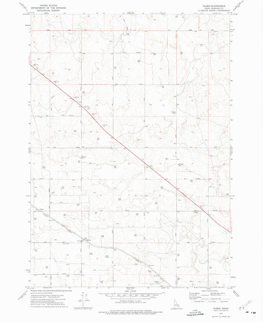 Classic USGS Olsen Idaho 7.5'x7.5' Topo Map Image