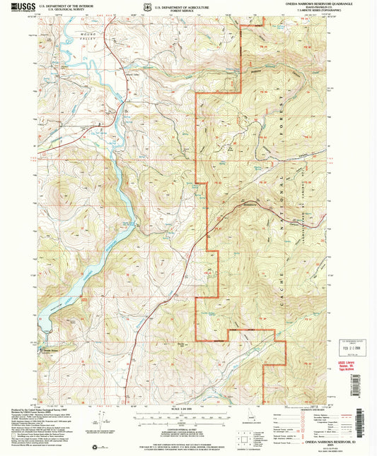 Classic USGS Oneida Narrows Reservoir Idaho 7.5'x7.5' Topo Map Image