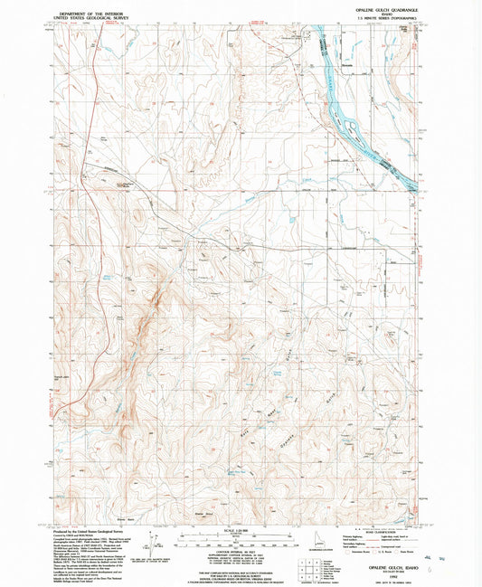 Classic USGS Opalene Gulch Idaho 7.5'x7.5' Topo Map Image