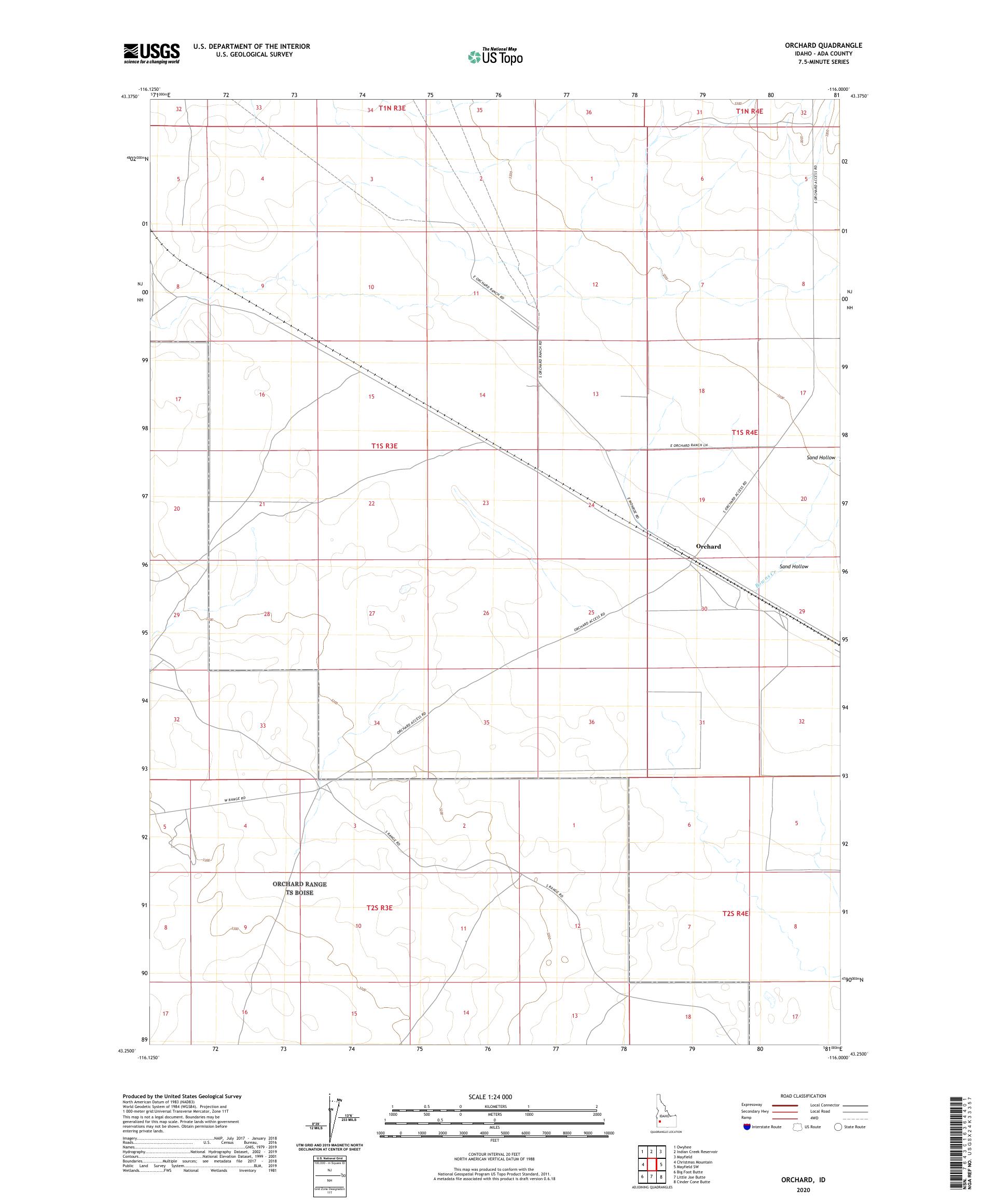 Orchard Idaho US Topo Map – MyTopo Map Store