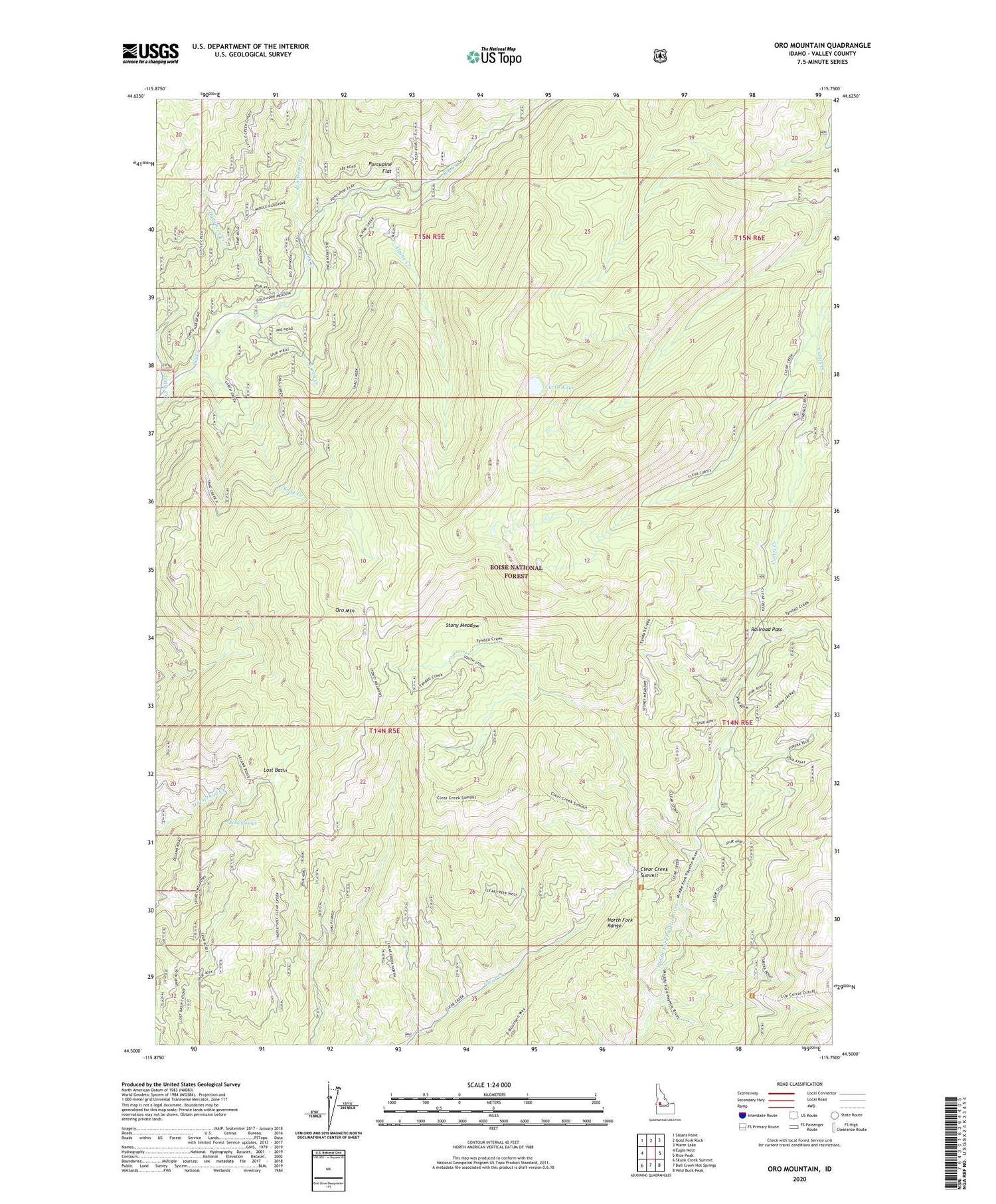 Oro Mountain Idaho US Topo Map Image