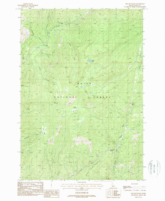 Classic USGS Oro Mountain Idaho 7.5'x7.5' Topo Map Image