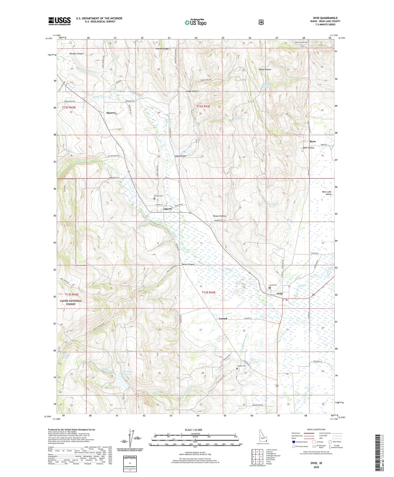 Ovid Idaho US Topo Map Image