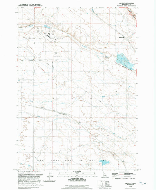 Classic USGS Owyhee Idaho 7.5'x7.5' Topo Map Image