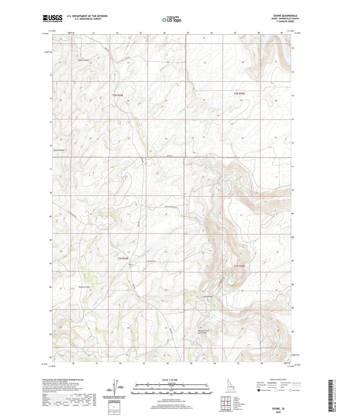 Ozone Idaho US Topo Map Image