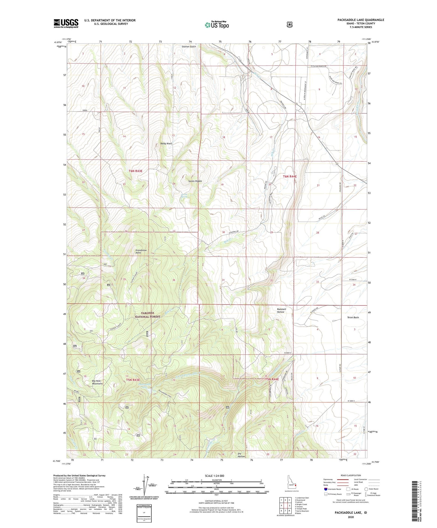 Packsaddle Lake Idaho US Topo Map Image