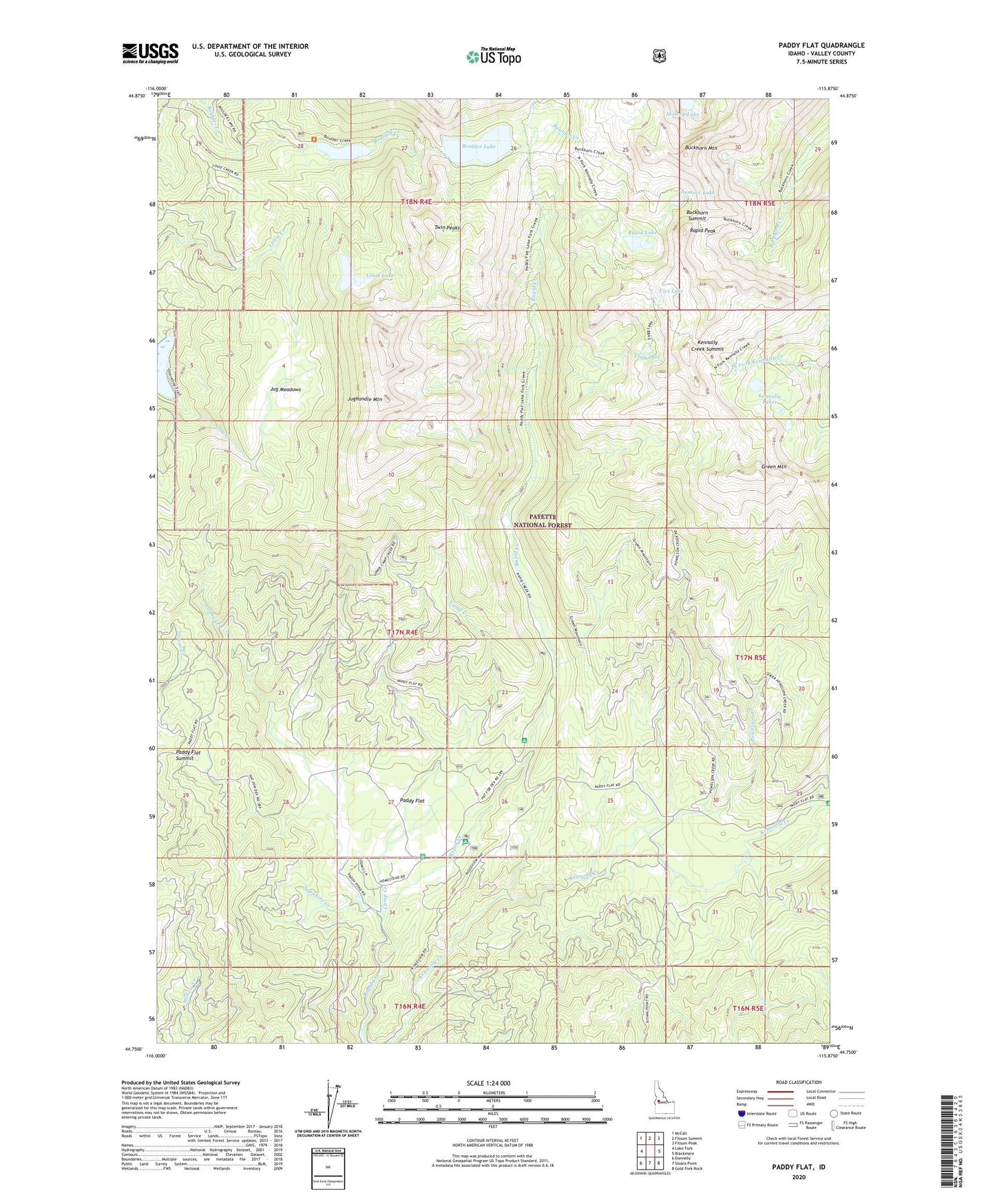 Paddy Flat Idaho US Topo Map Image