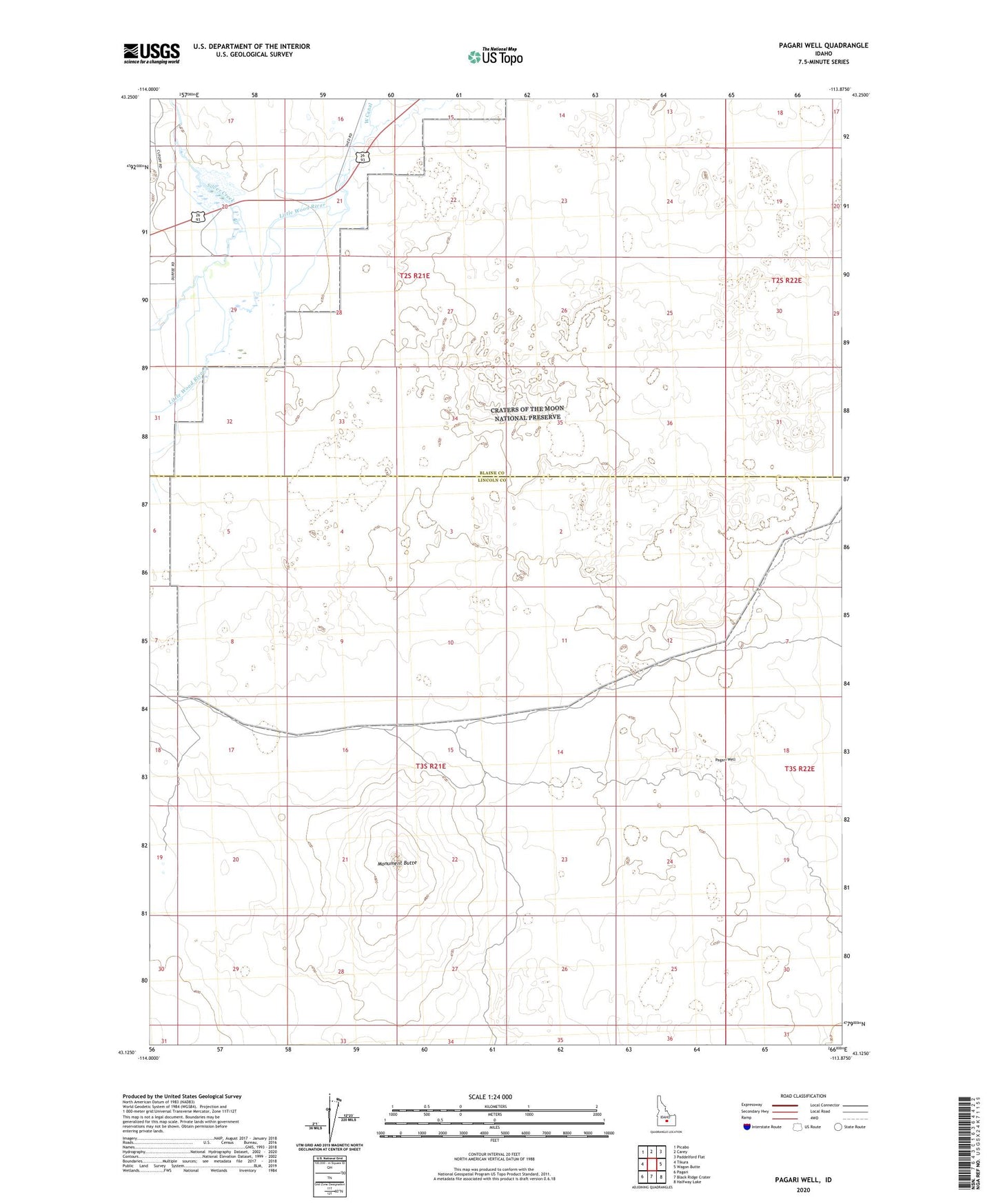 Pagari Well Idaho US Topo Map Image