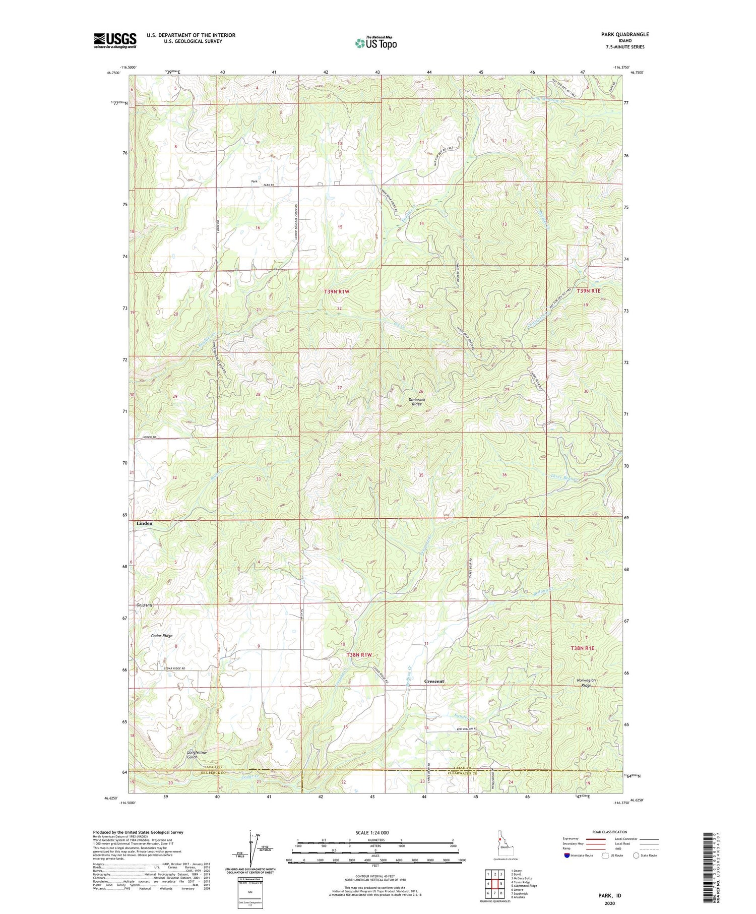 Park Idaho US Topo Map Image