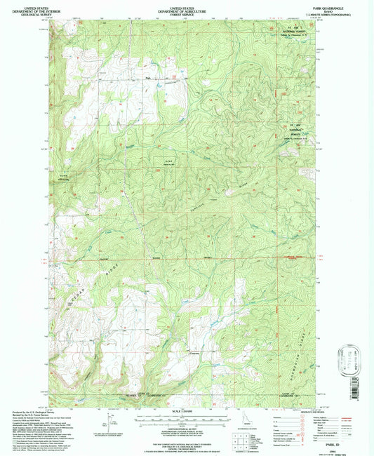 Classic USGS Park Idaho 7.5'x7.5' Topo Map Image