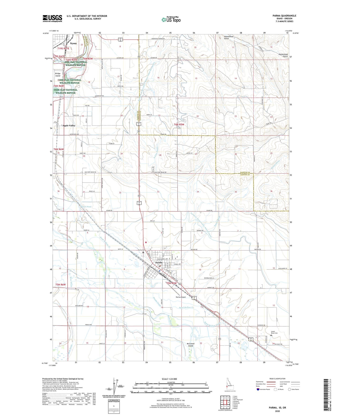 Parma Idaho US Topo Map Image