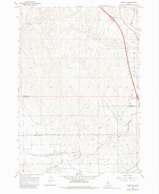 Classic USGS Parma SE Idaho 7.5'x7.5' Topo Map Image