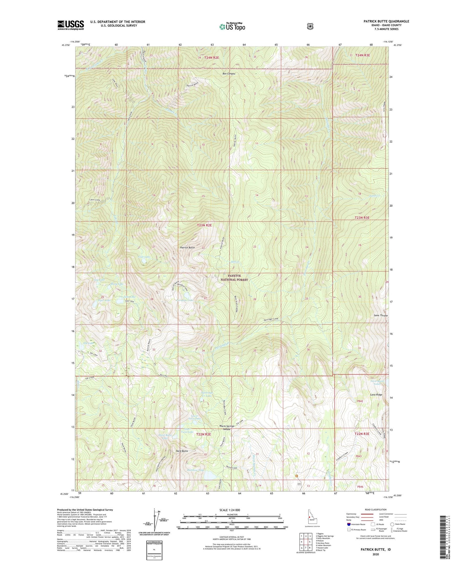 Patrick Butte Idaho US Topo Map Image