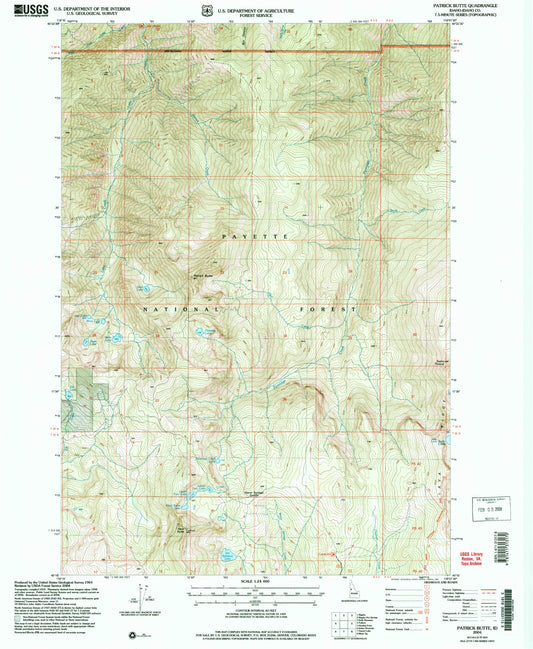 Classic USGS Patrick Butte Idaho 7.5'x7.5' Topo Map Image