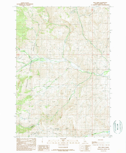 Classic USGS Pats Creek Idaho 7.5'x7.5' Topo Map Image