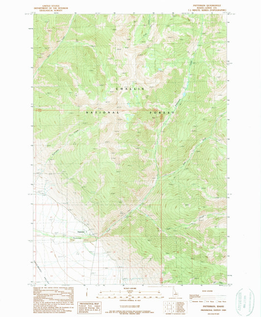 Classic USGS Patterson Idaho 7.5'x7.5' Topo Map Image