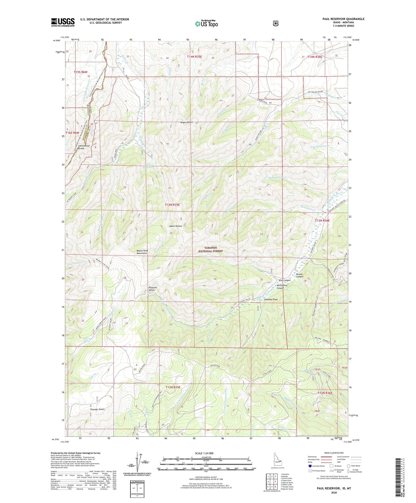 Paul Reservoir Idaho US Topo Map Image