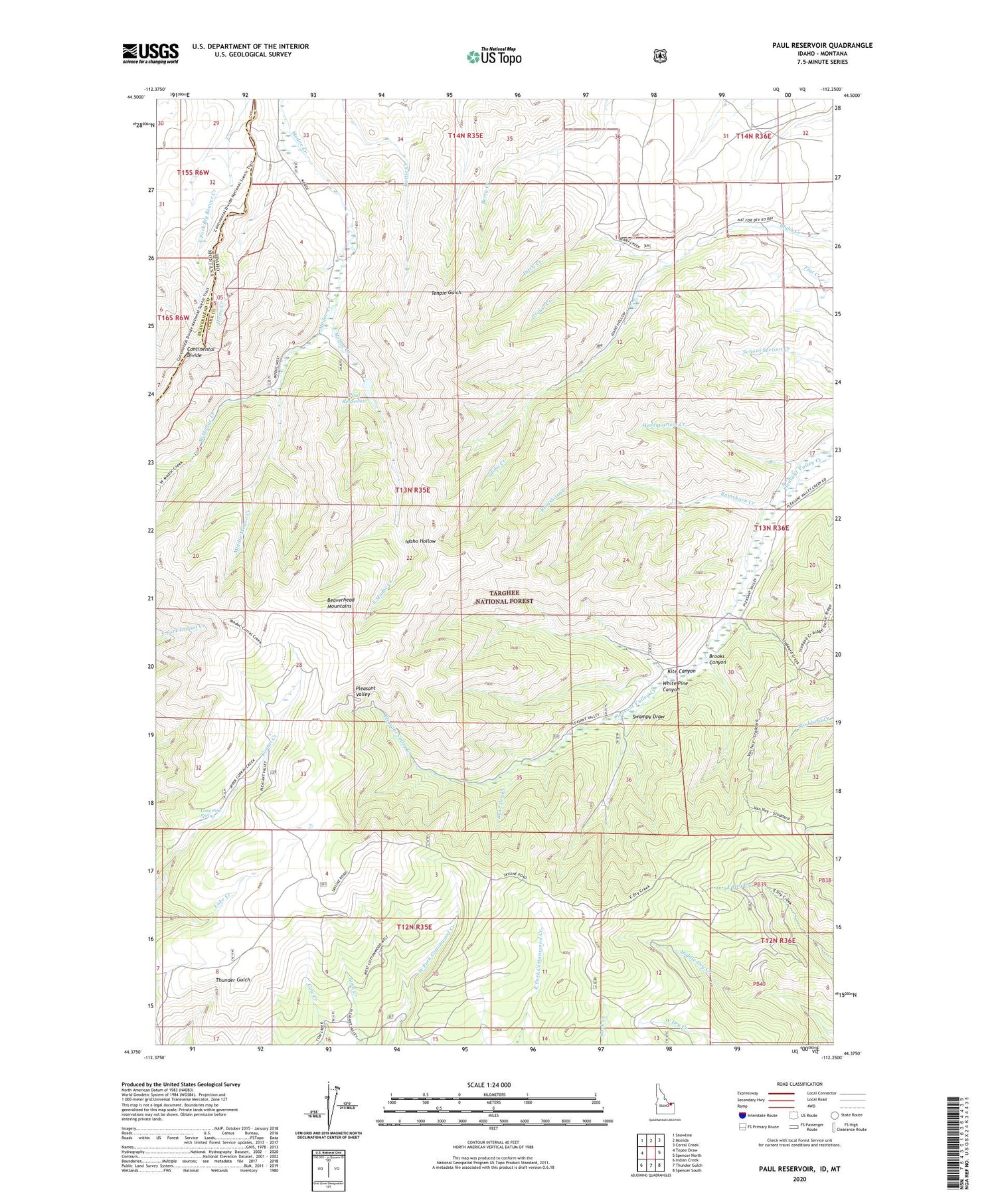 Paul Reservoir Idaho US Topo Map Image