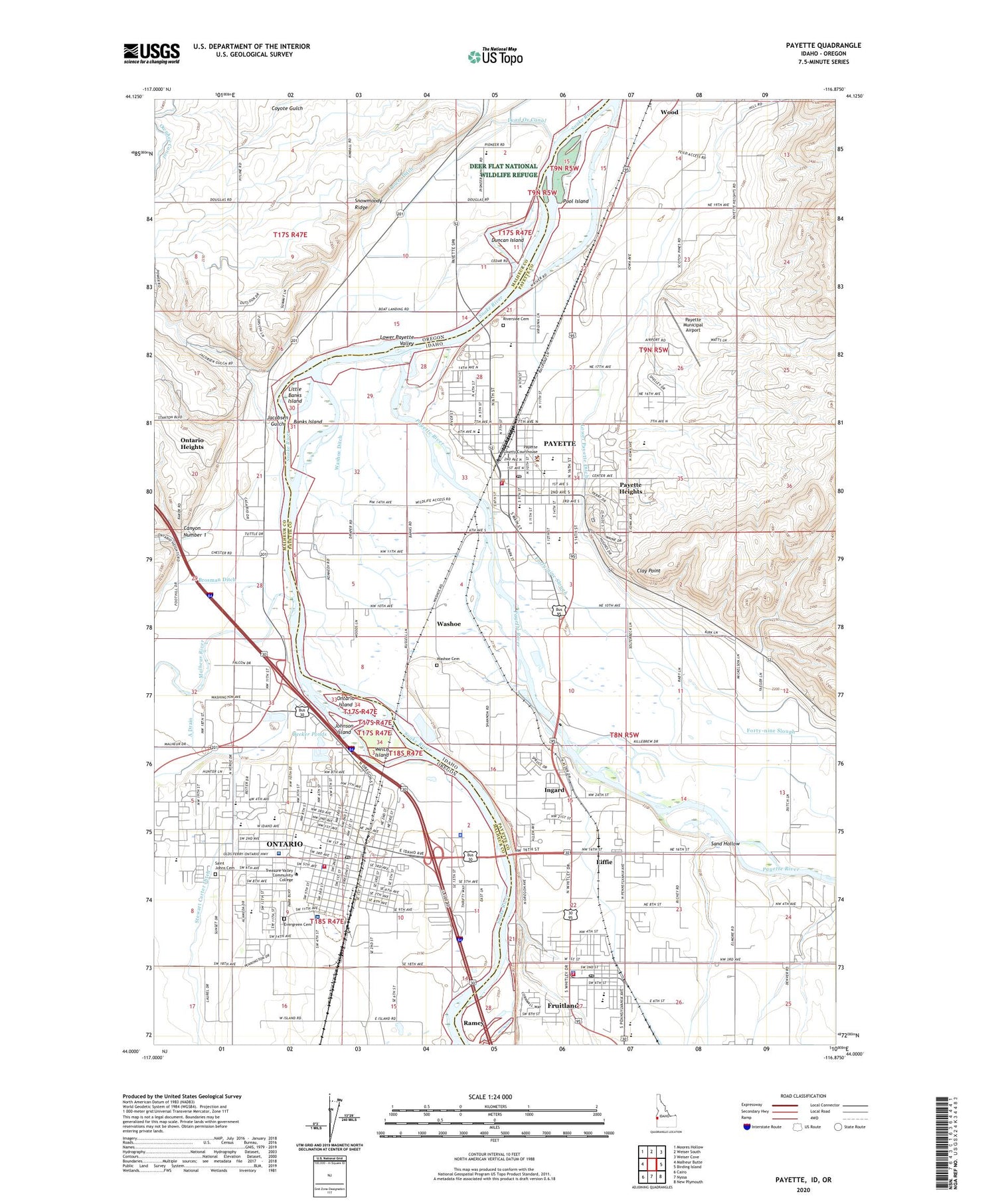 Payette Idaho US Topo Map Image