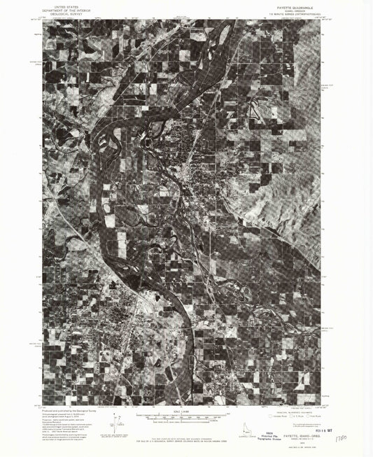 Classic USGS Payette Idaho 7.5'x7.5' Topo Map Image