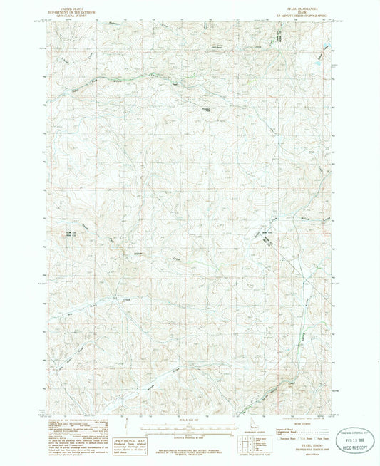 Classic USGS Pearl Idaho 7.5'x7.5' Topo Map Image