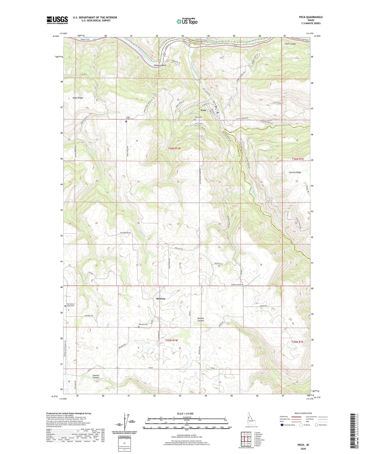 Peck Idaho US Topo Map Image