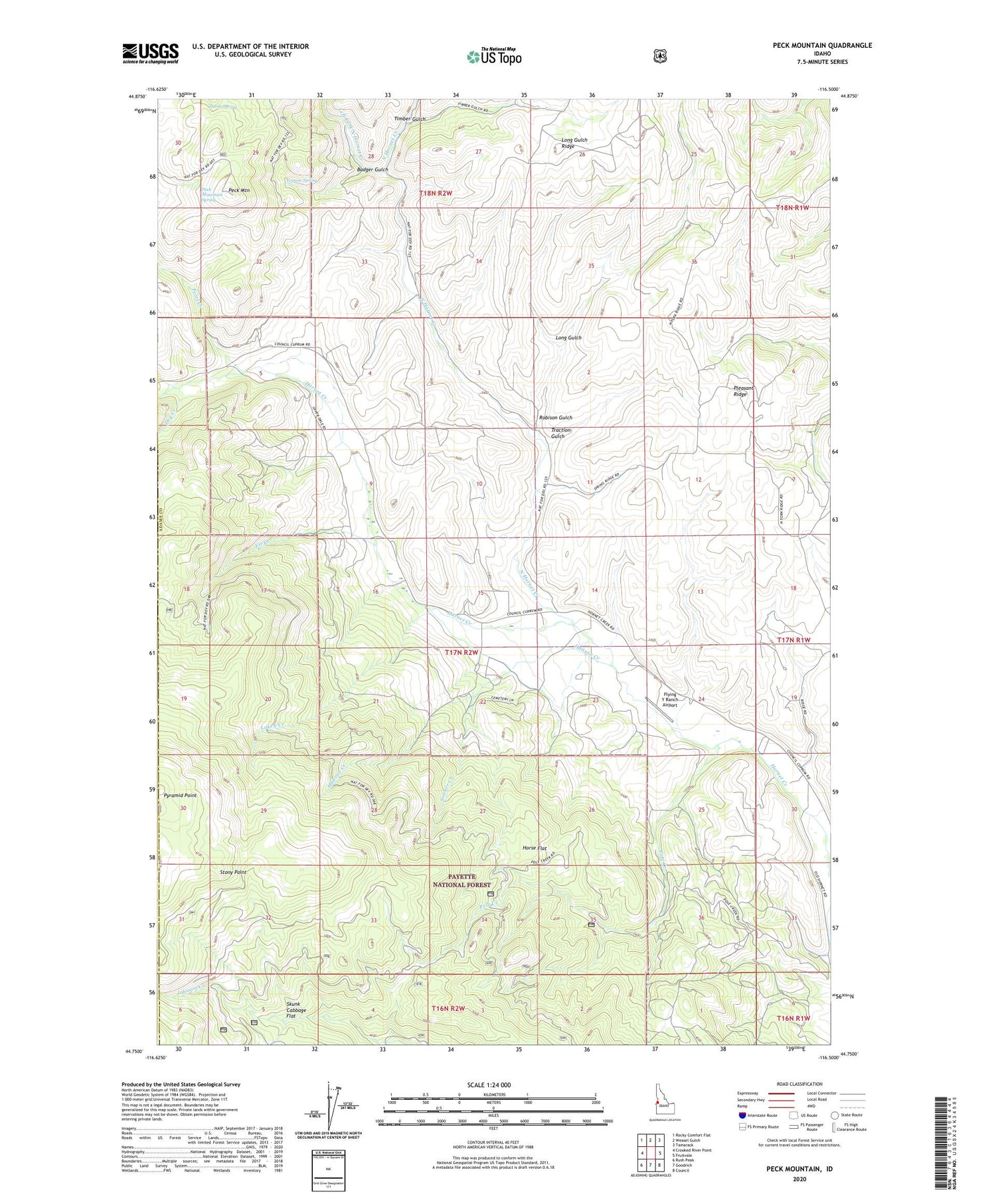 Peck Mountain Idaho US Topo Map Image