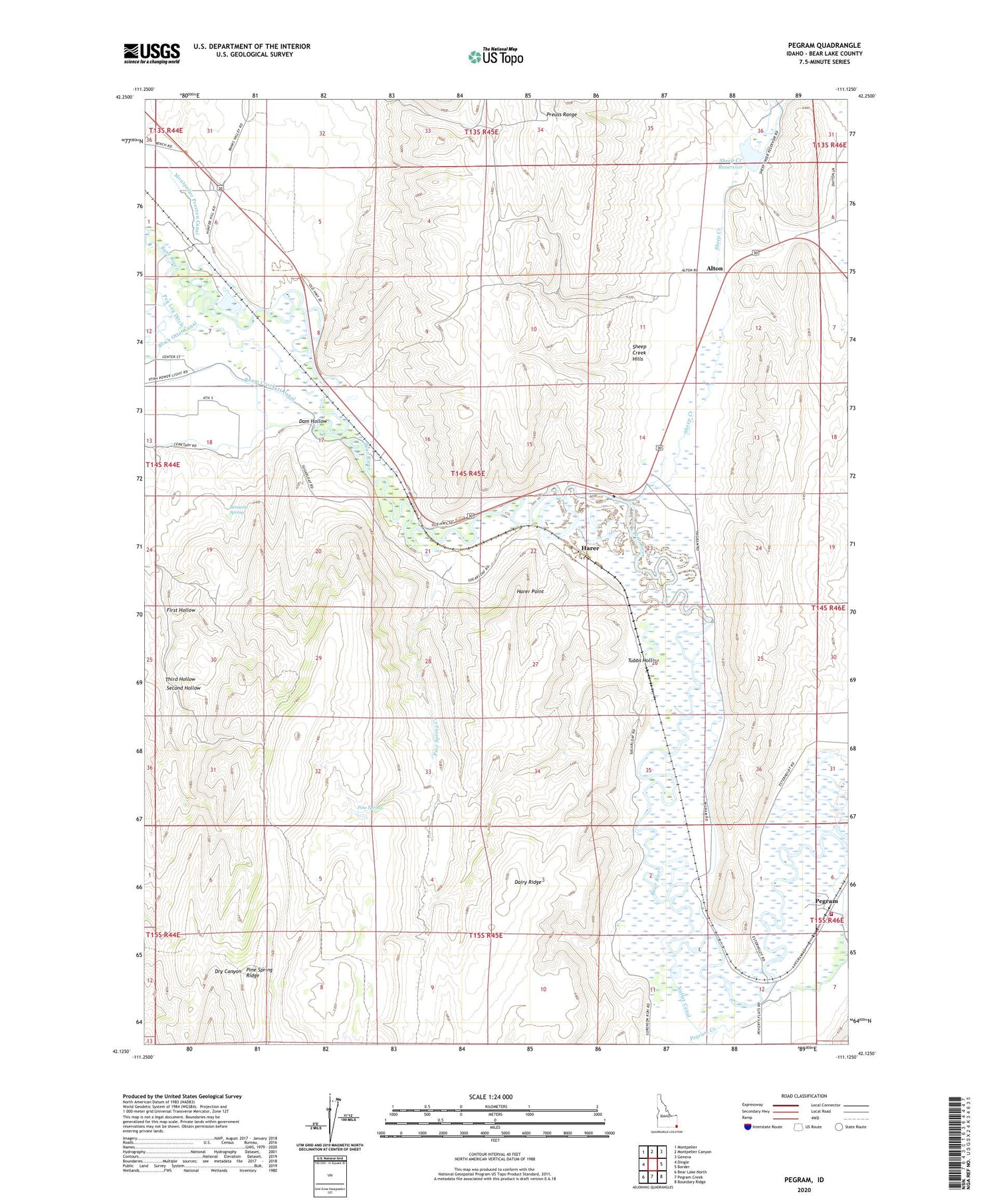 Pegram Idaho US Topo Map Image