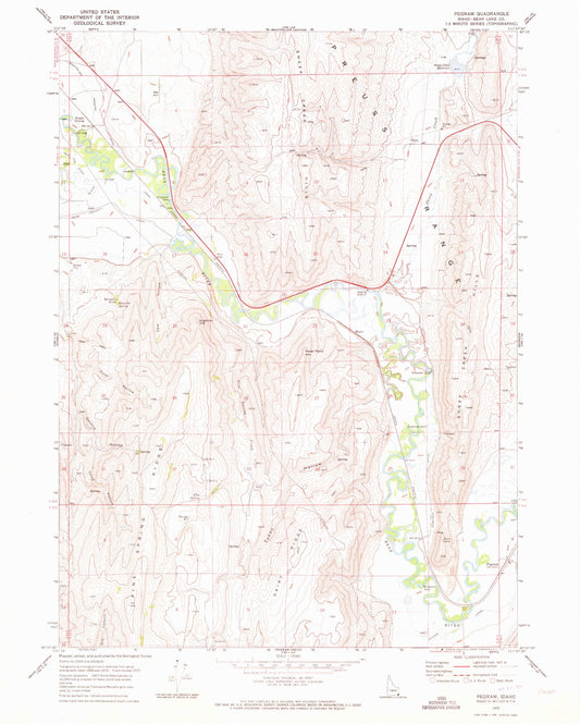 Classic USGS Pegram Idaho 7.5'x7.5' Topo Map Image
