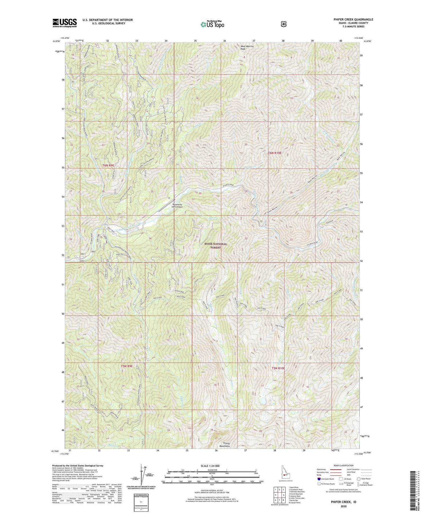 Phifer Creek Idaho US Topo Map Image
