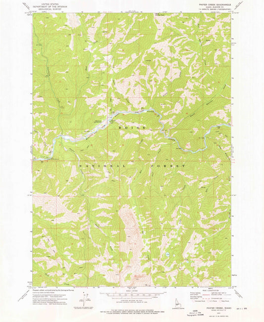 Classic USGS Phifer Creek Idaho 7.5'x7.5' Topo Map Image