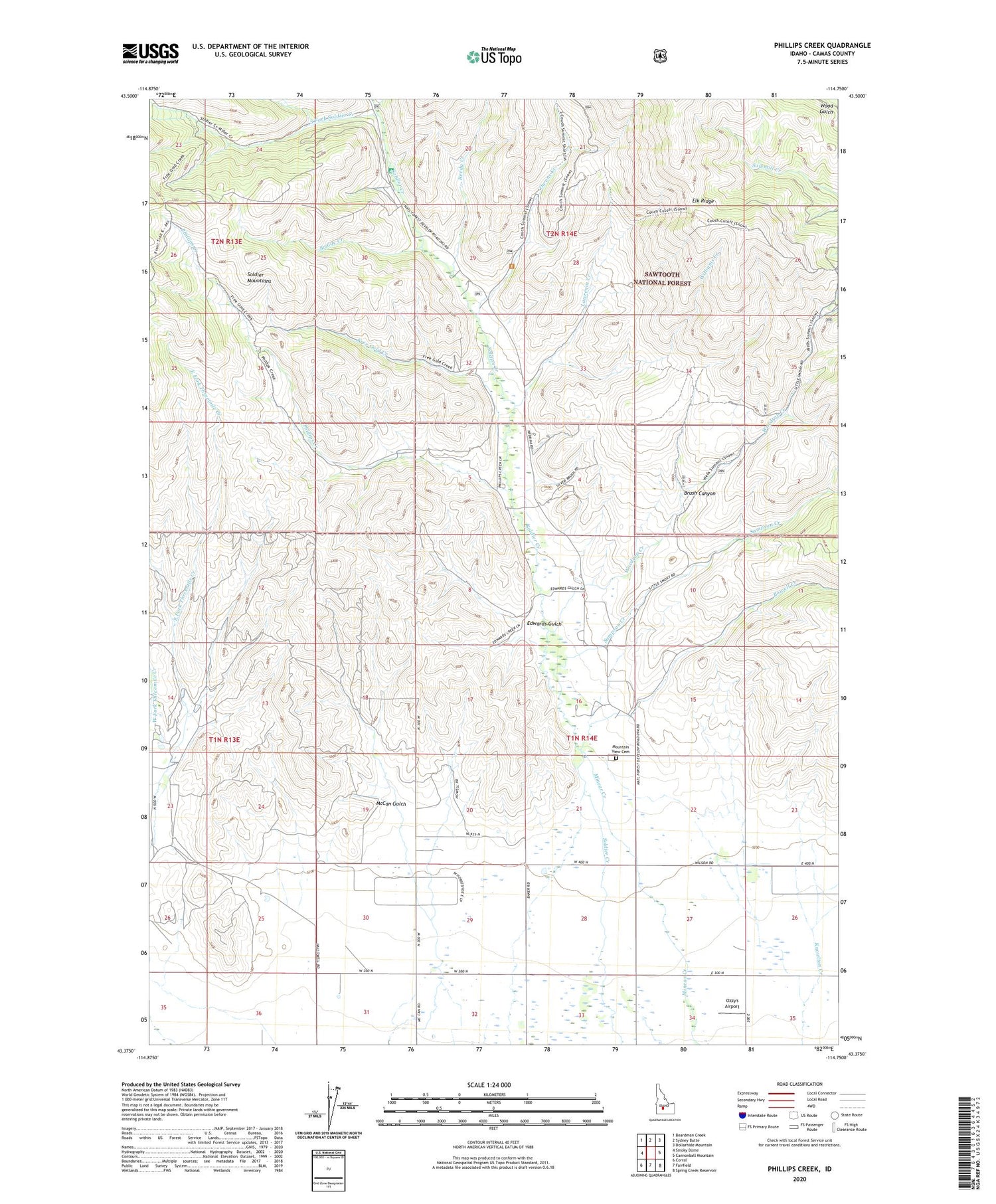 Phillips Creek Idaho US Topo Map Image