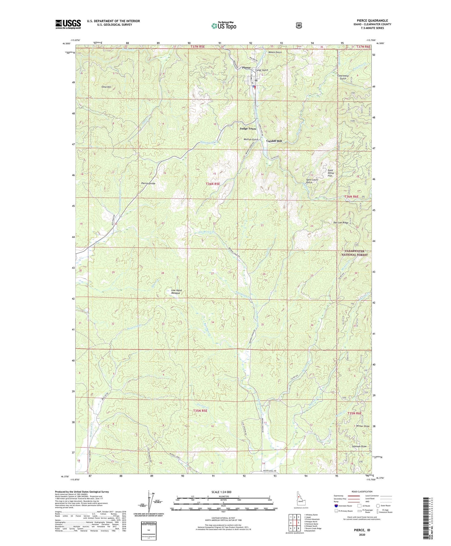 Pierce Idaho US Topo Map Image