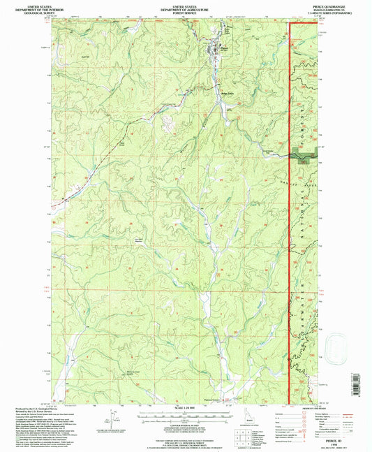 Classic USGS Pierce Idaho 7.5'x7.5' Topo Map Image