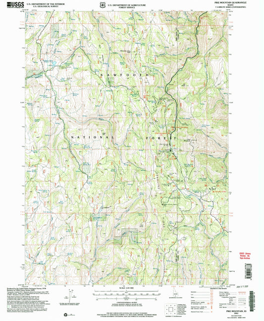 Classic USGS Pike Mountain Idaho 7.5'x7.5' Topo Map Image