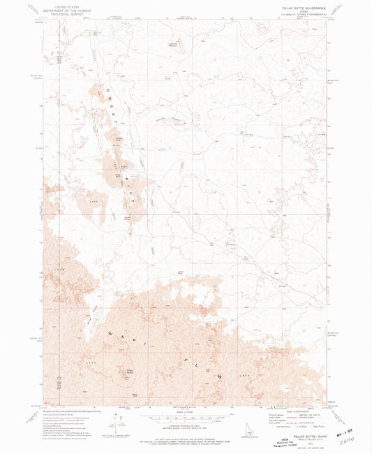 Classic USGS Pillar Butte Idaho 7.5'x7.5' Topo Map Image