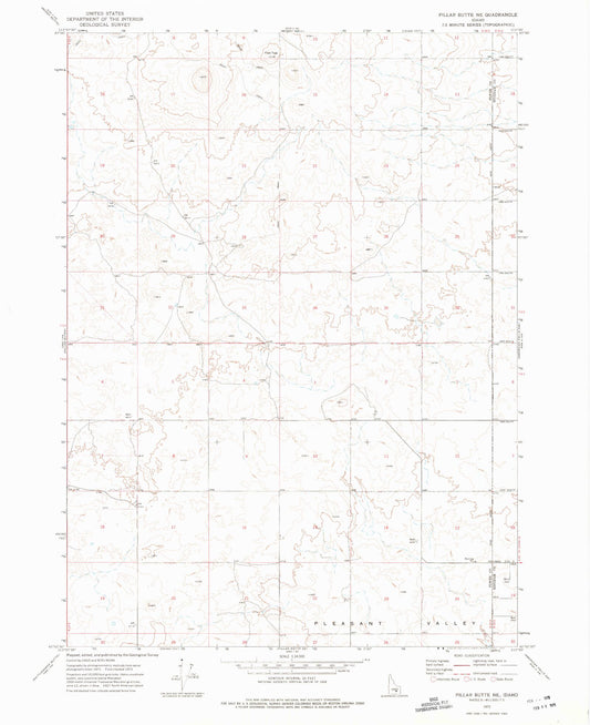 Classic USGS Pillar Butte NE Idaho 7.5'x7.5' Topo Map Image