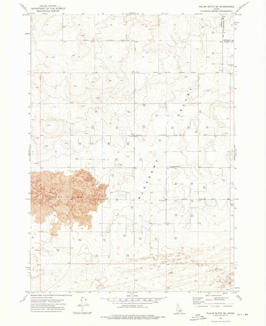Classic USGS Pillar Butte SE Idaho 7.5'x7.5' Topo Map Image