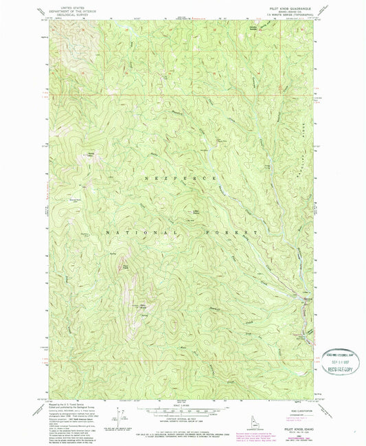 Classic USGS Pilot Knob Idaho 7.5'x7.5' Topo Map Image