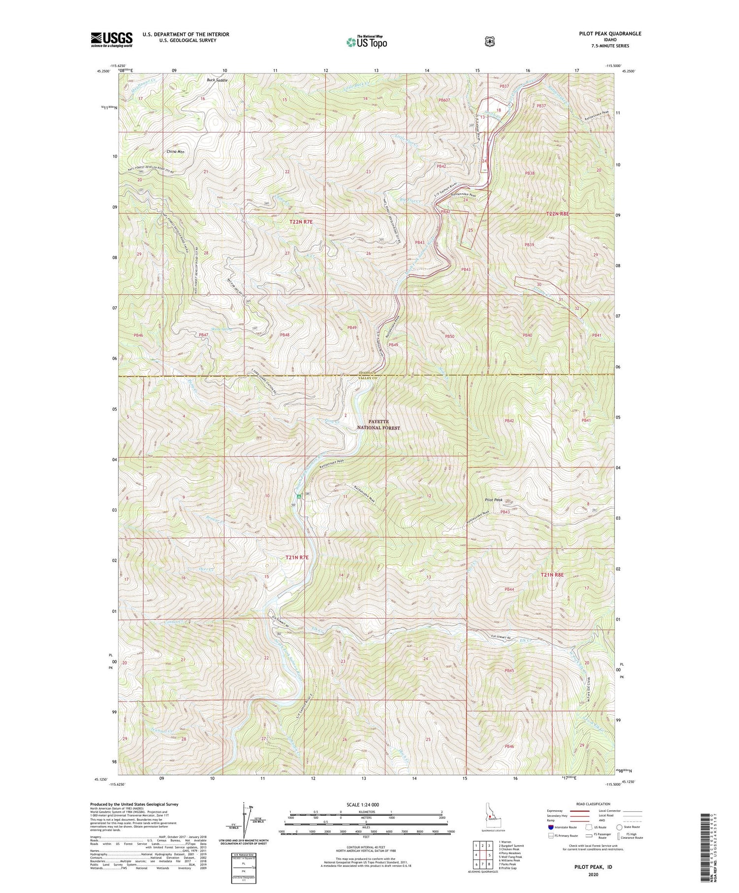 Pilot Peak Idaho US Topo Map Image