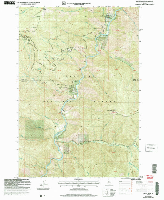 Classic USGS Pilot Peak Idaho 7.5'x7.5' Topo Map Image