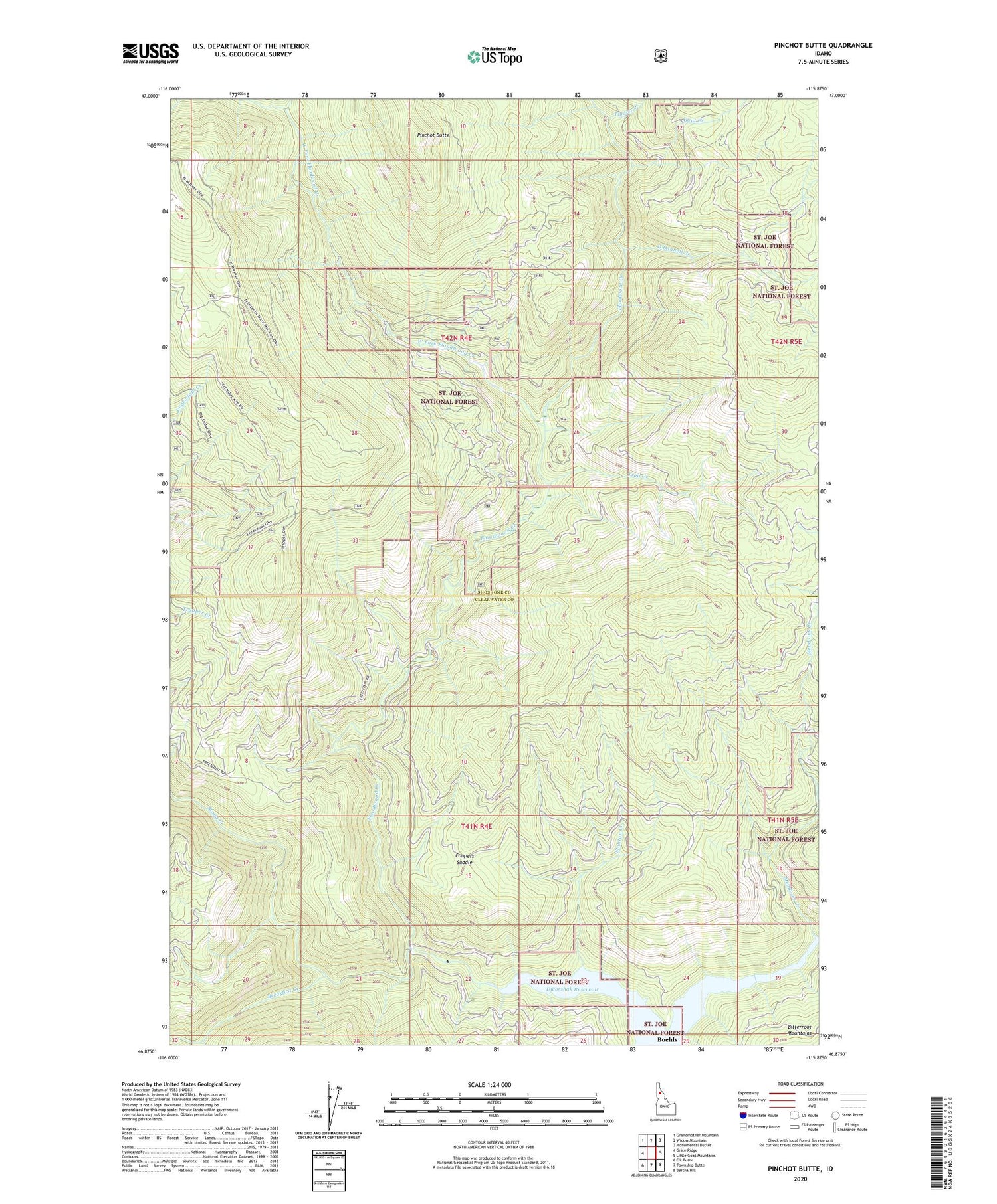 Pinchot Butte Idaho US Topo Map Image