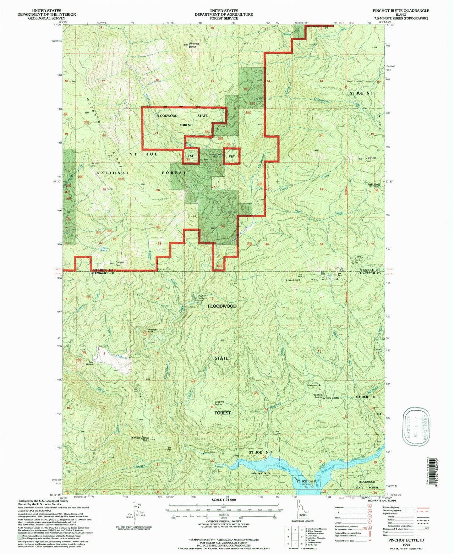 Classic USGS Pinchot Butte Idaho 7.5'x7.5' Topo Map Image