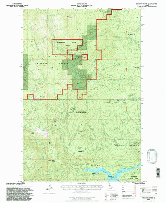 Classic USGS Pinchot Butte Idaho 7.5'x7.5' Topo Map Image
