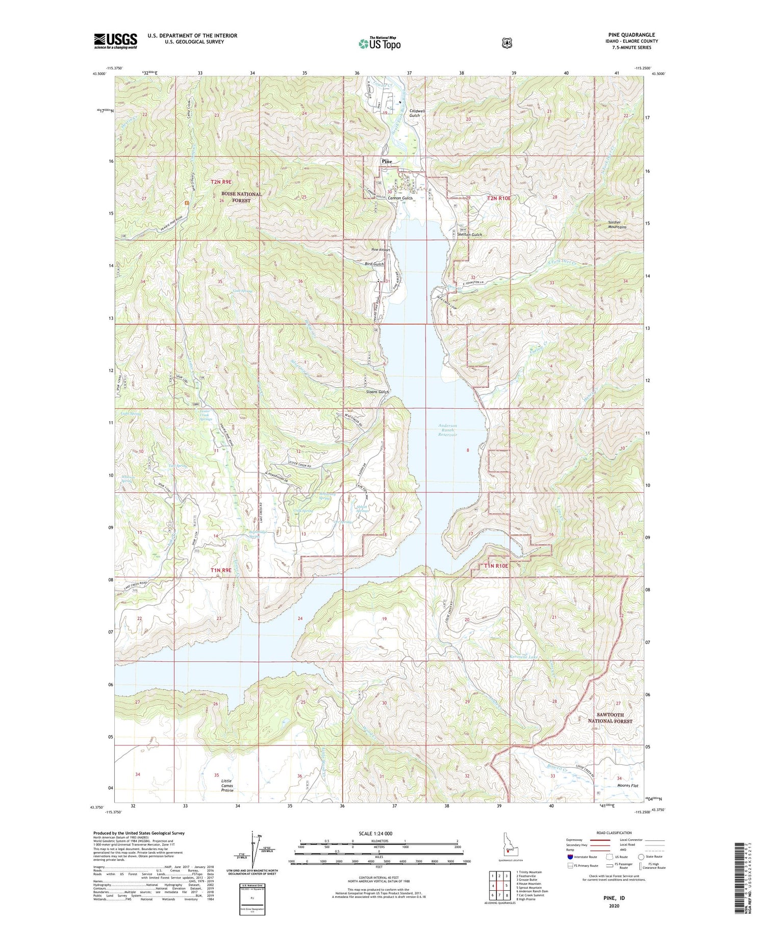 Pine Idaho US Topo Map Image