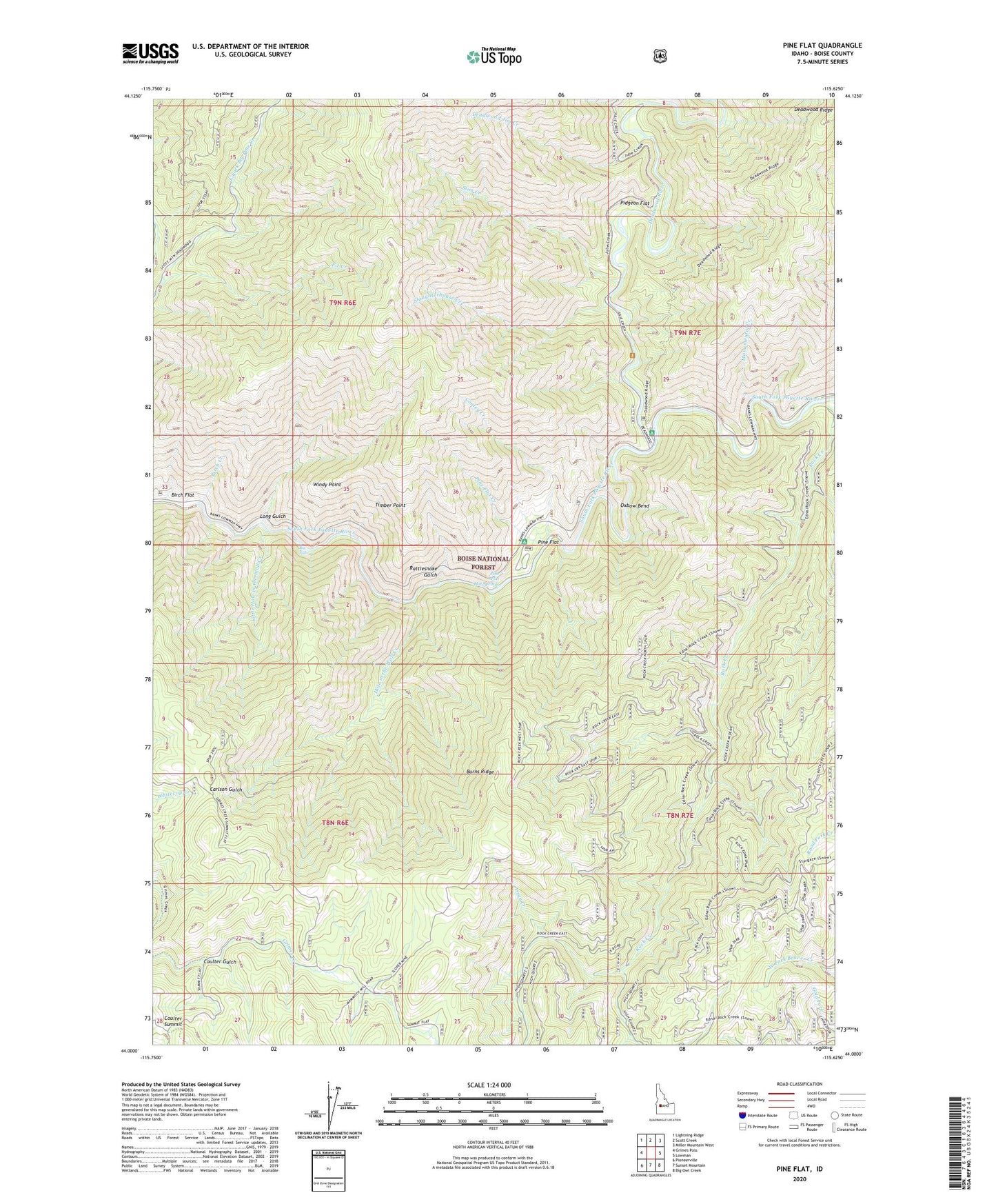 Pine Flat Idaho US Topo Map Image