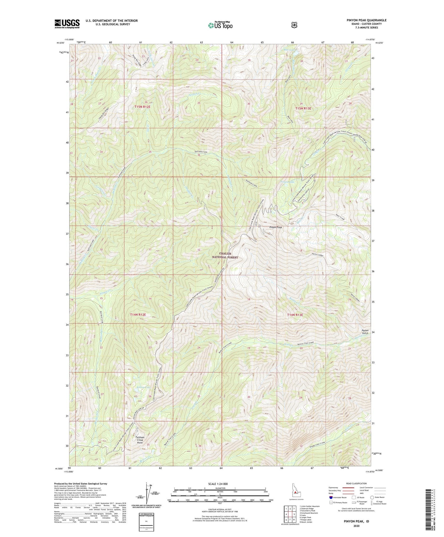 Pinyon Peak Idaho US Topo Map Image